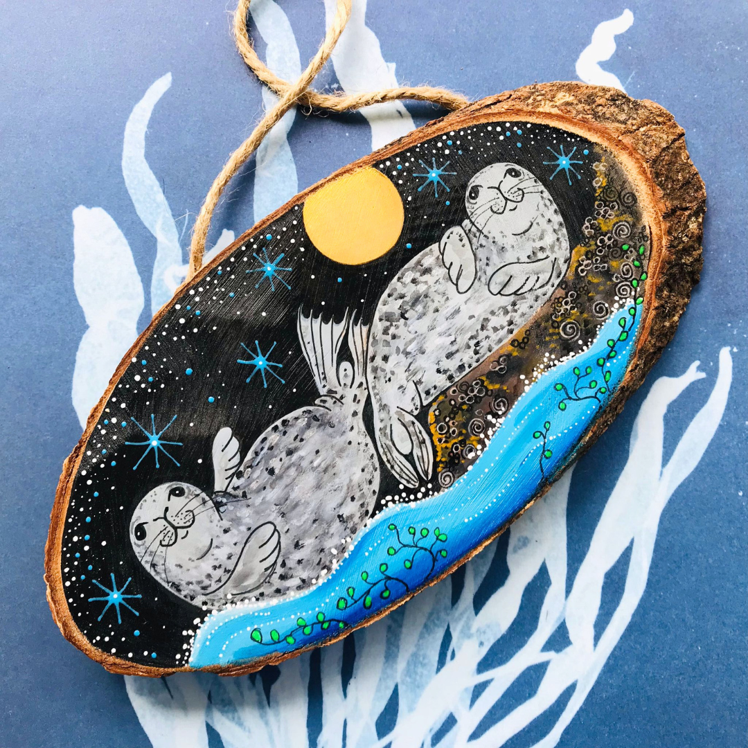 MoonSeals Wooden Log Decoration
