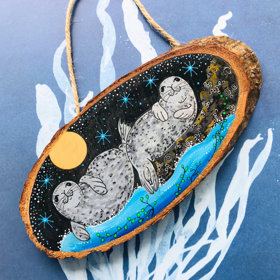 MoonSeals Wooden Log Decoration