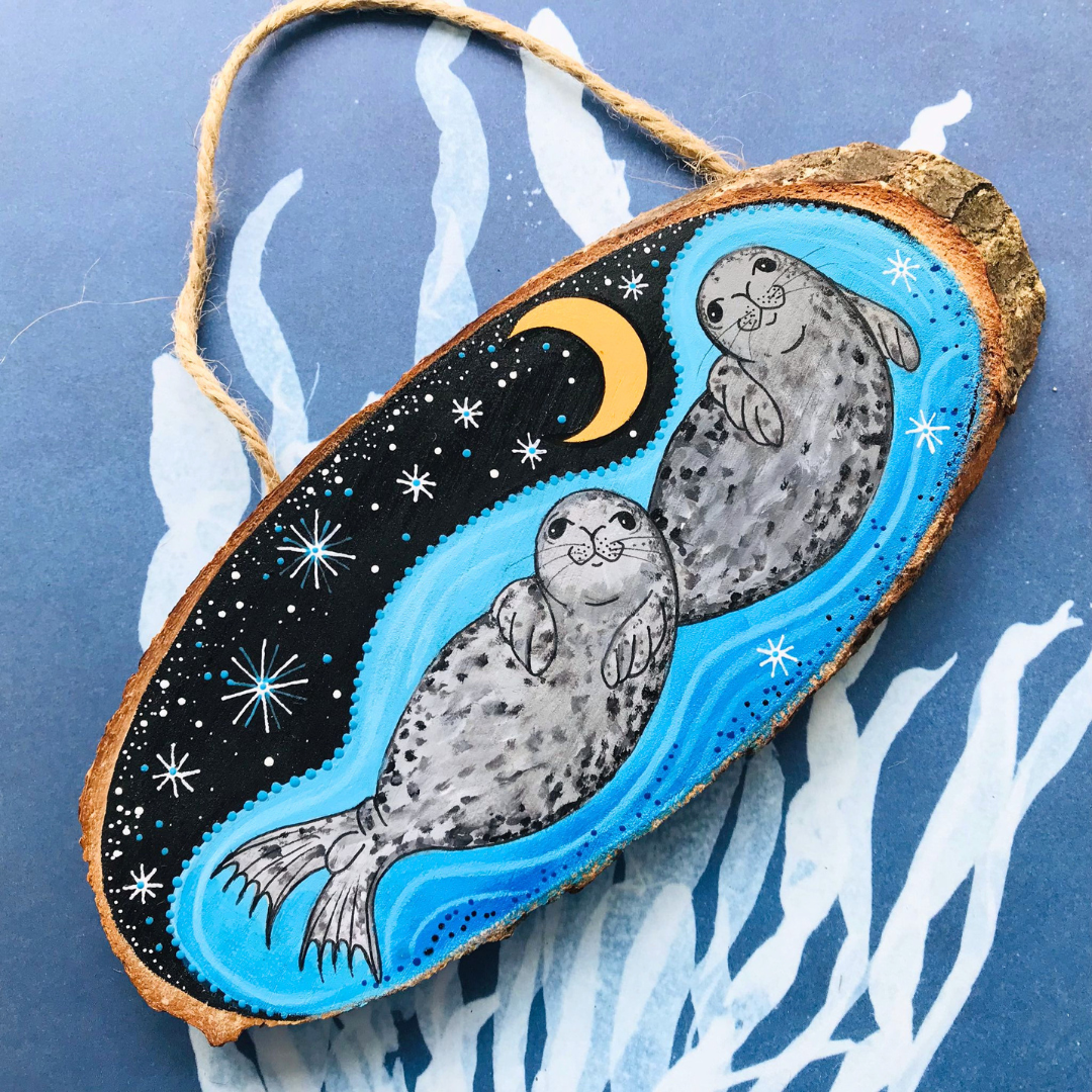 MoonSeals Wooden Log Decoration