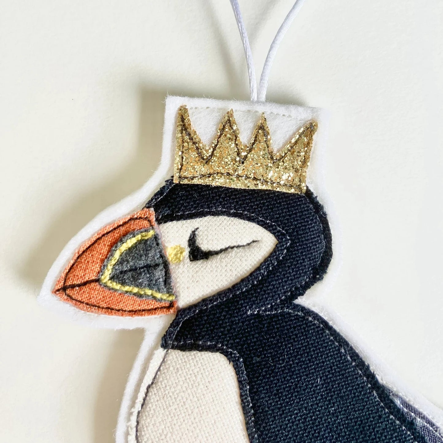 Cornish Homemade Puffin Gold Crown Decoration
