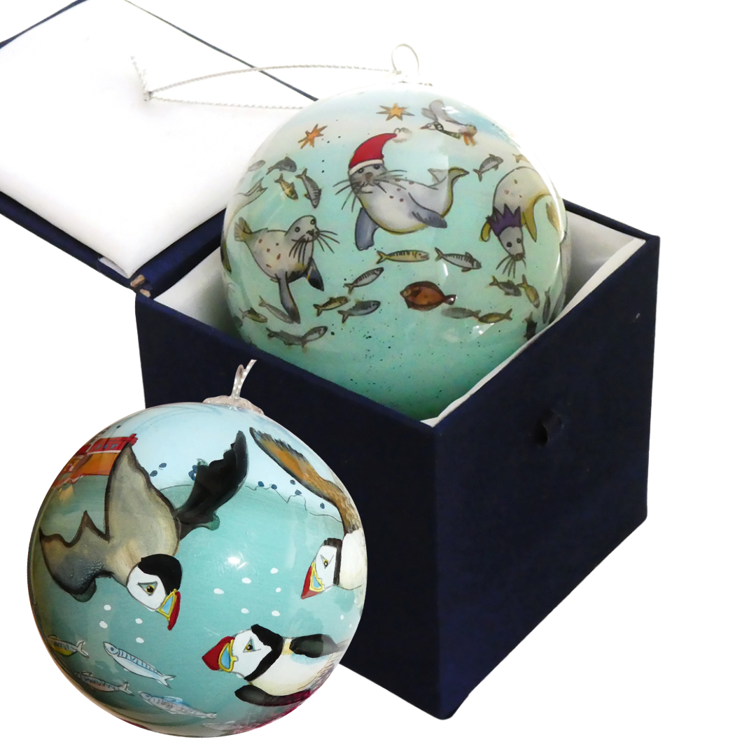 Emma Ball Painted Glass Christmas Baubles